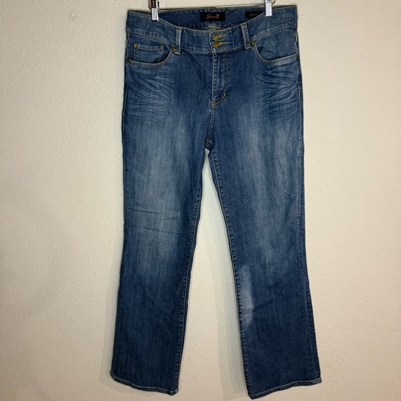 Seven 7 Bootcut Jeans Distressing Midrise Medium Wash Denim Women’s Size 10 - Picture 1 of 16